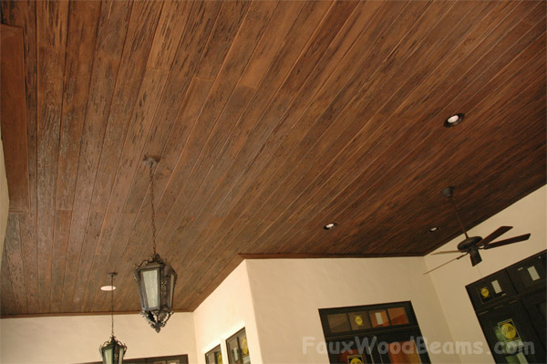 Decorative wood panels create stunning ceiling designs.