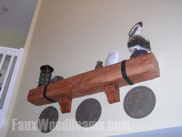 Cathy's faux wood mantel was so easy to stain, she stained the corbels afterwards. 