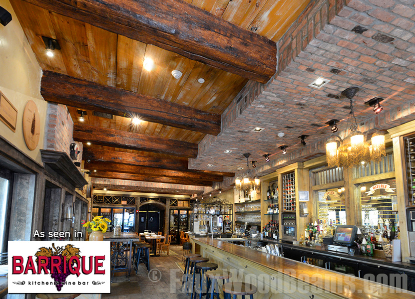 Imitation wood beams enhance the decor of commercial establishments.