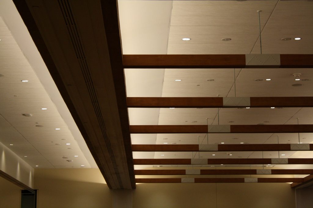 New ceiling beams in the ballroom area of the renovated Albuquerque Convention Center