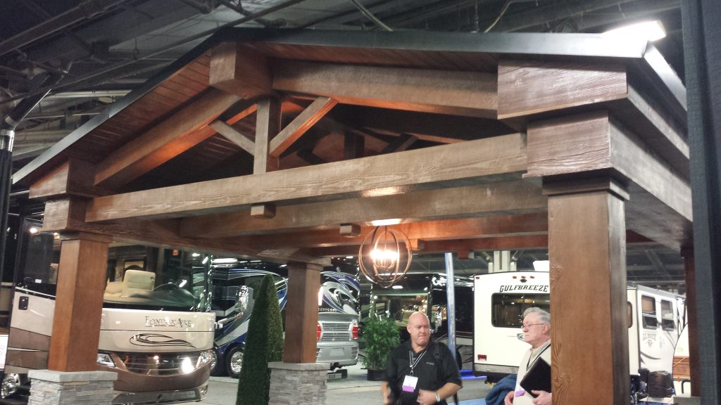 Close up view of the Newmar Corporations show exhibit for their line of RVs.