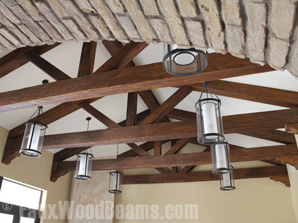 Faux trusses built with Custom Timber Beams.
