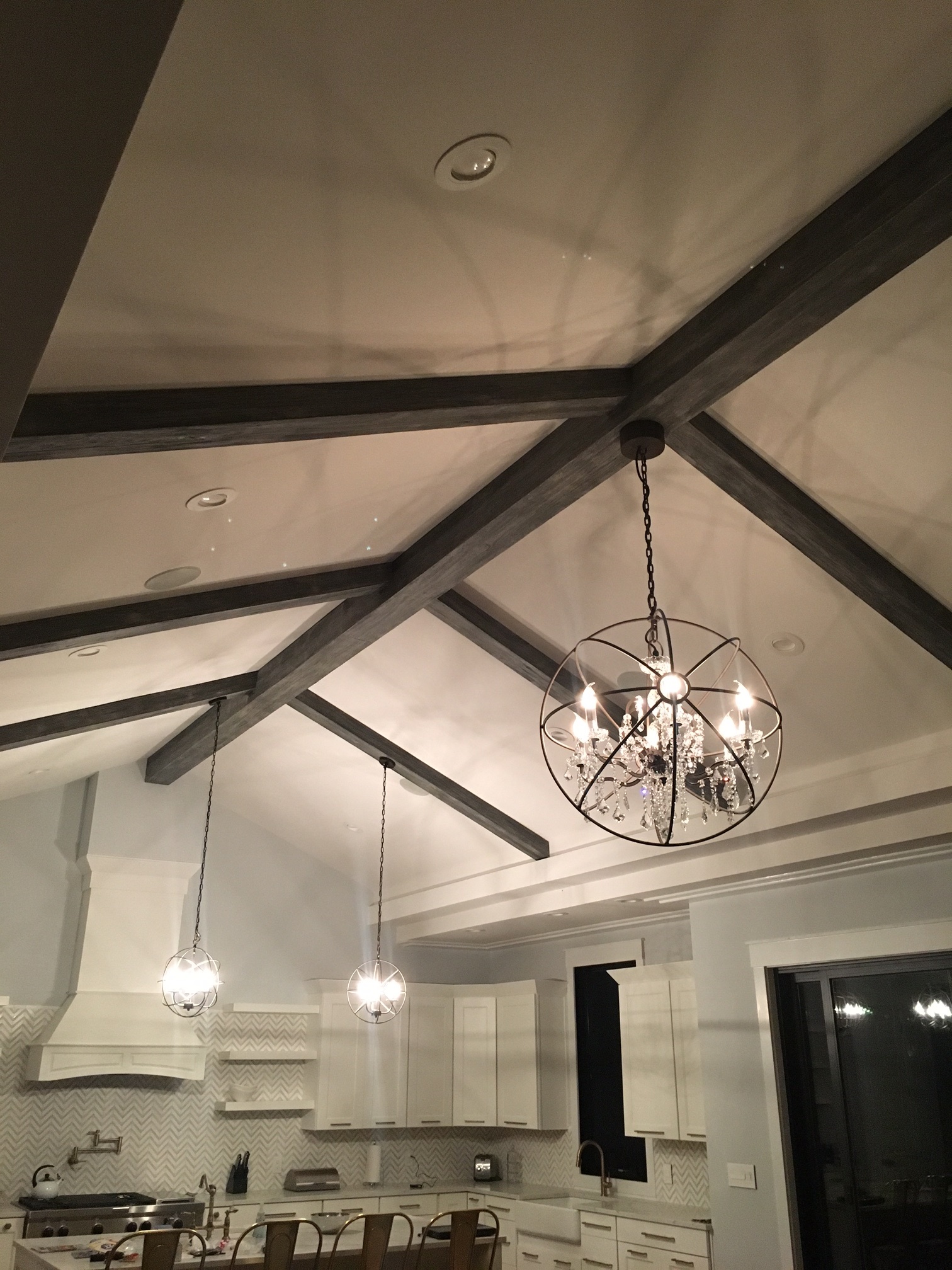 Hanging Chandeliers on Kitchen Beams Barron Designs