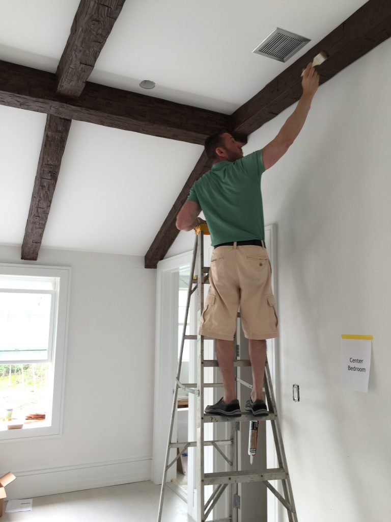 Staining the beams