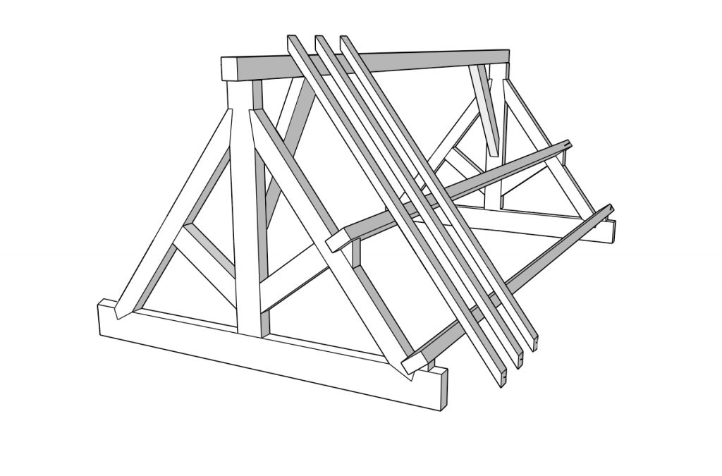 Illustration of a timber framed roof.