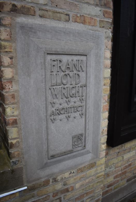 Plaque outside Franklin Lloyd Wright Home and Studio museum.