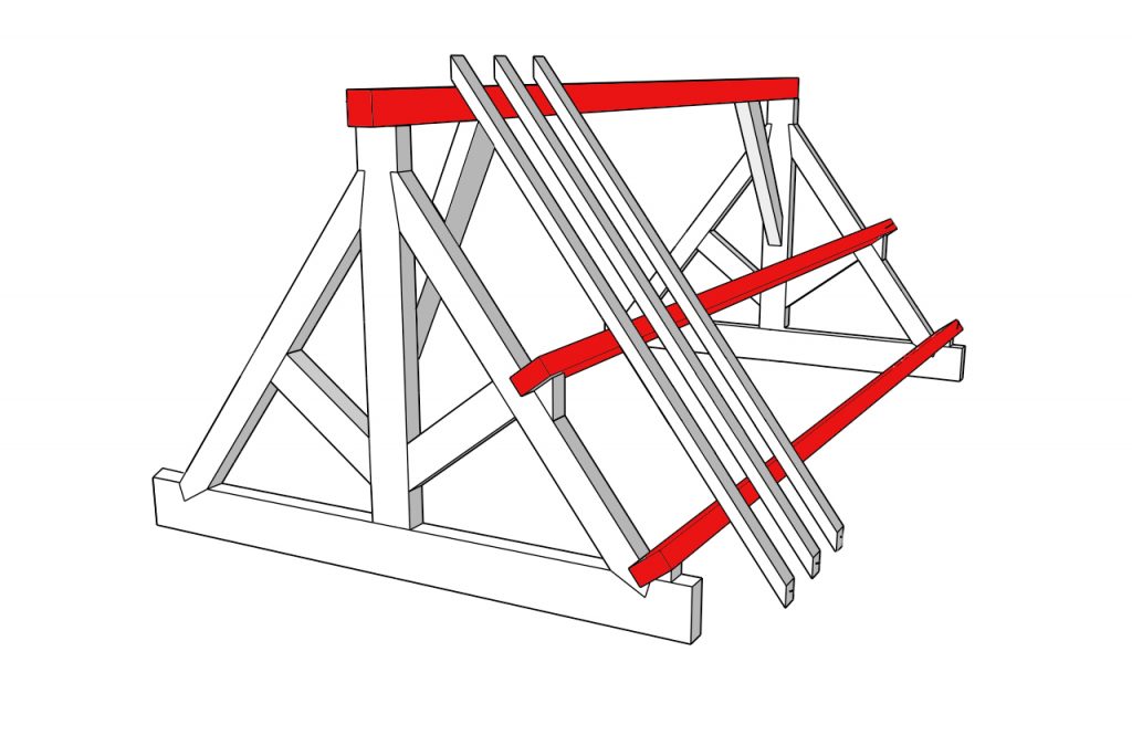 Alternatively, you could highlight the supporting beams that run parallel to the central one. Alternatively, you could highlight the supporting beams that run parallel to the central one.