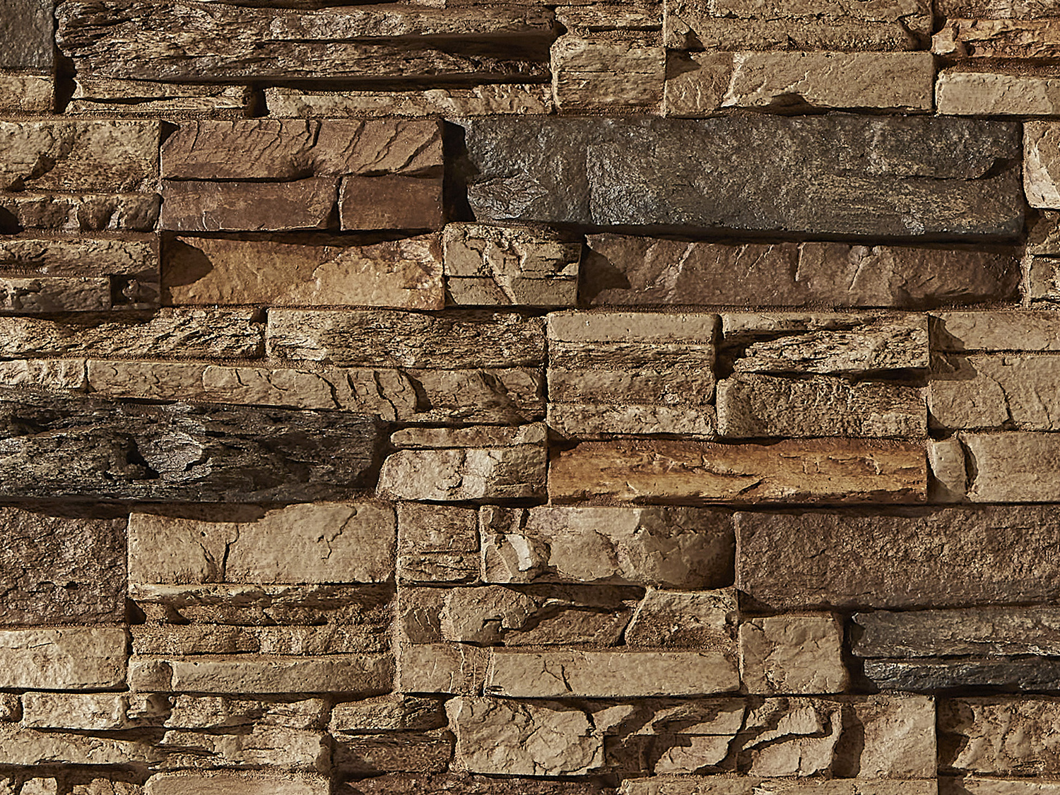 Colorado Dry Stack Faux Stone Wall Panel - Sierra Brown