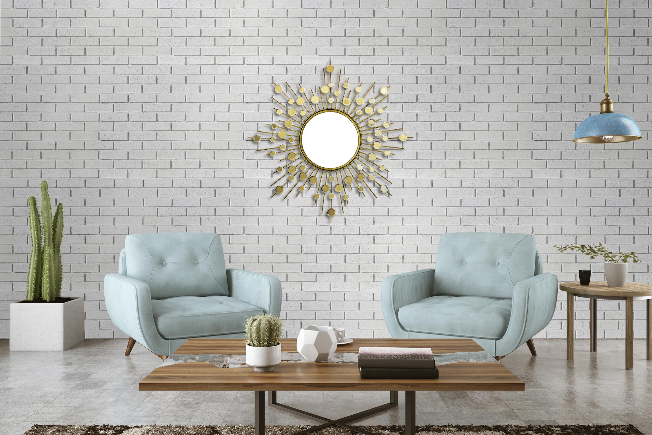 Living Room With Glacier Faux Stone Brick Panels
