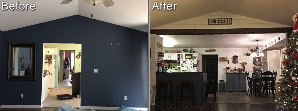 Before and After: Another great example came from a customer in Tennessee. He knocked down a physical wall that separated his kitchen from his living room. That opened the space up, but he still needed to create some sort of visual divider.