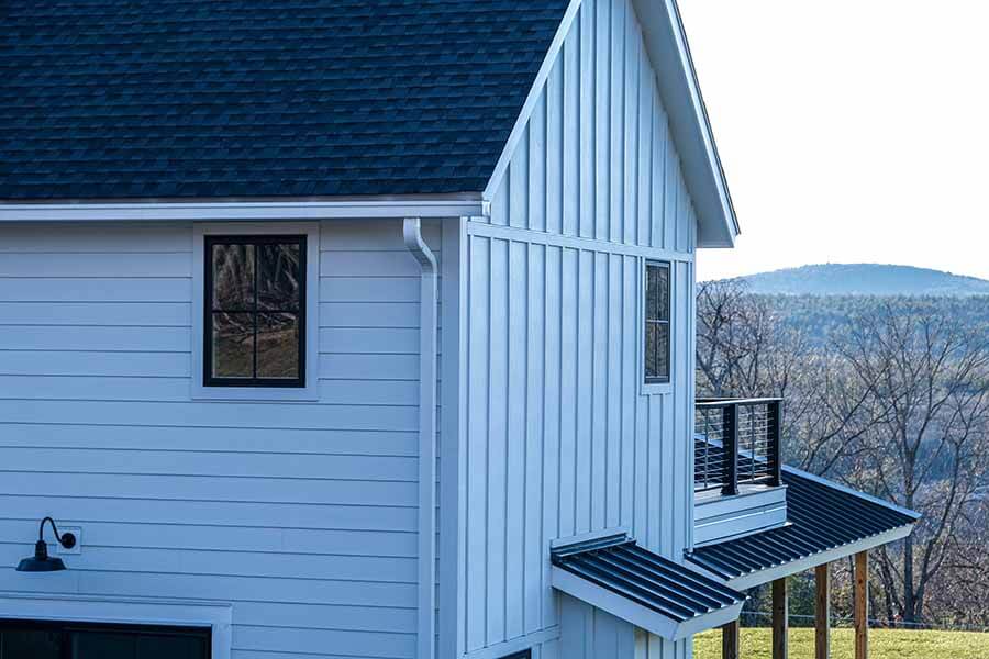 A modern home with fiber cement exterior siding