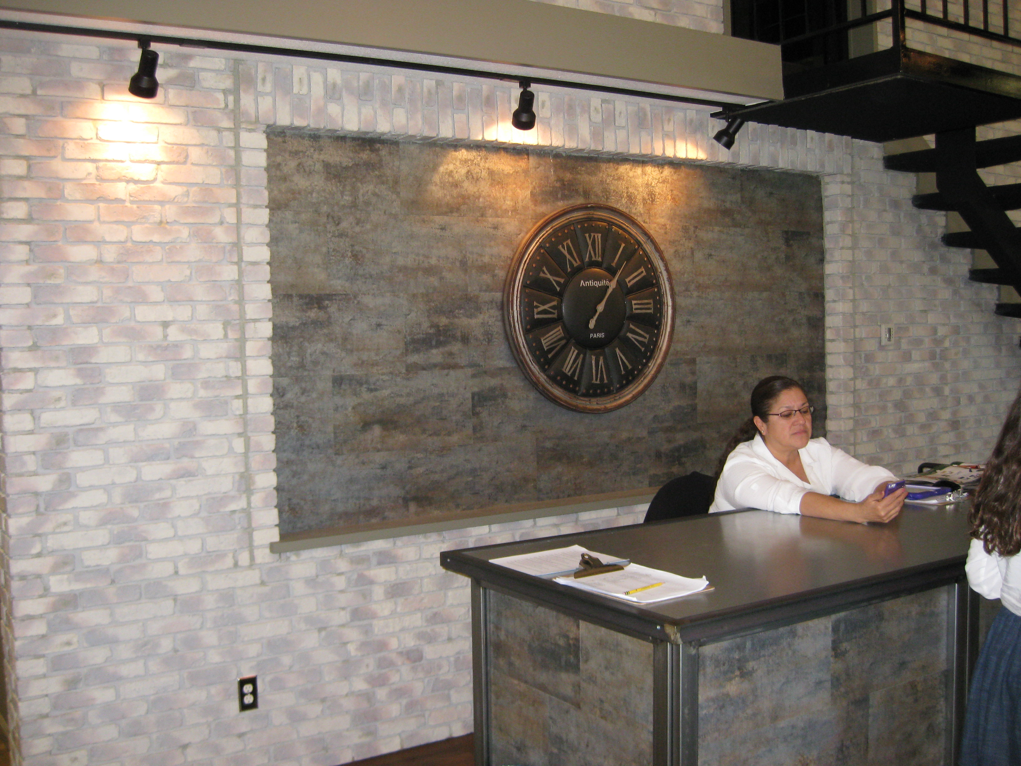 Library reception area remodeled with Old Chicago Brick panels.
