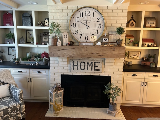 Hand Hewn Faux Wood Mantel in Antique Brown