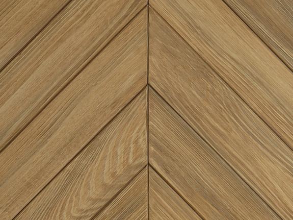 Chevron faux wood wall panel in biscotti java