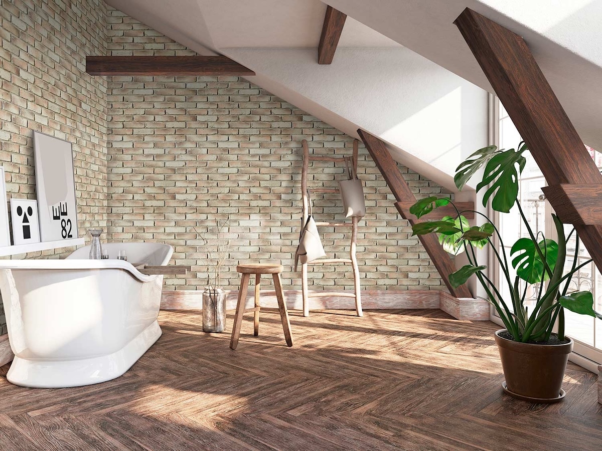 Old Chicago Faux Brick Wall Panels in Cream Caramel
