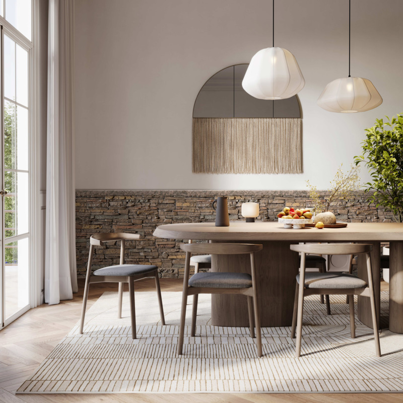 Colorado Dry Stack faux stone wall panels in European Farmhouse kitchen
