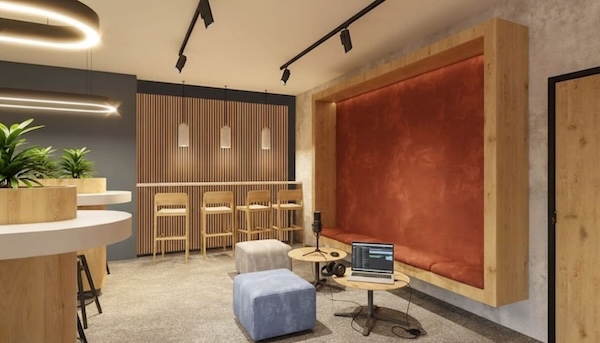 Slat Wood Acoustic Wall Panel in Maple installed in a recording area