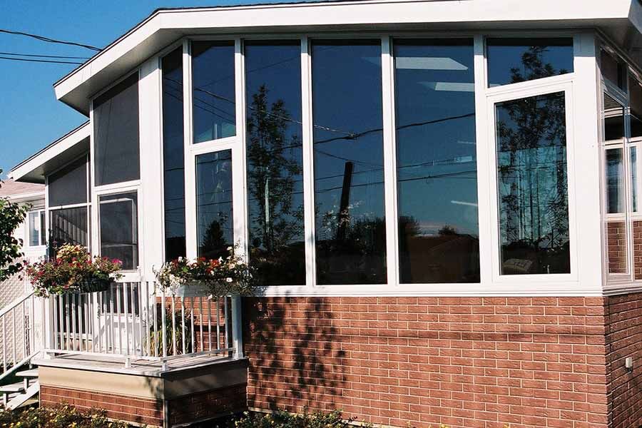 Faux brick wall panels on a home's exterior