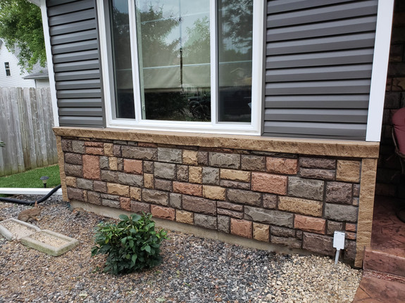 stone veneer foundation using Regal Chiseled faux stone wall panels