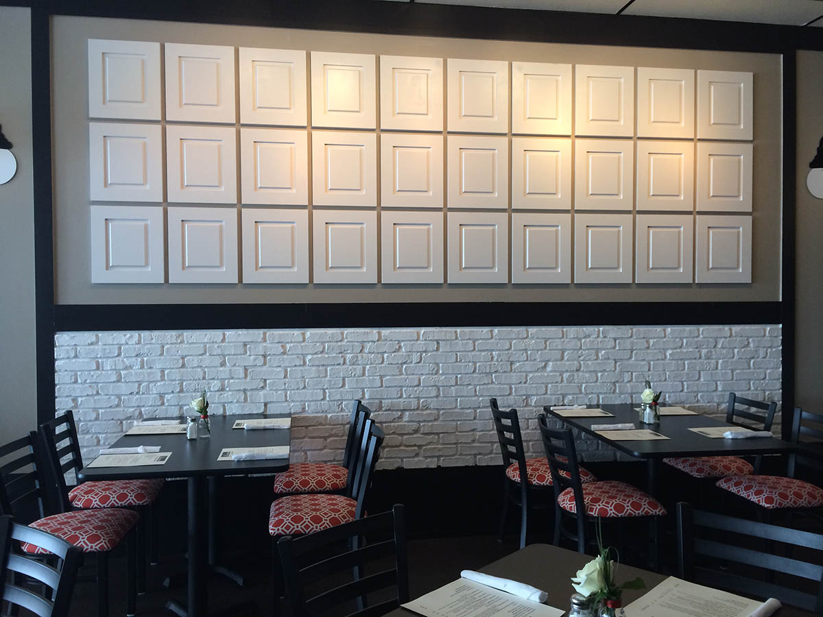 A closer look at the completed brick look wall