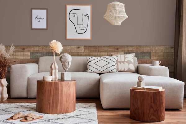 Reclaimed Shiplap Faux Barn Wood Wall Panels in Rustic for a living room